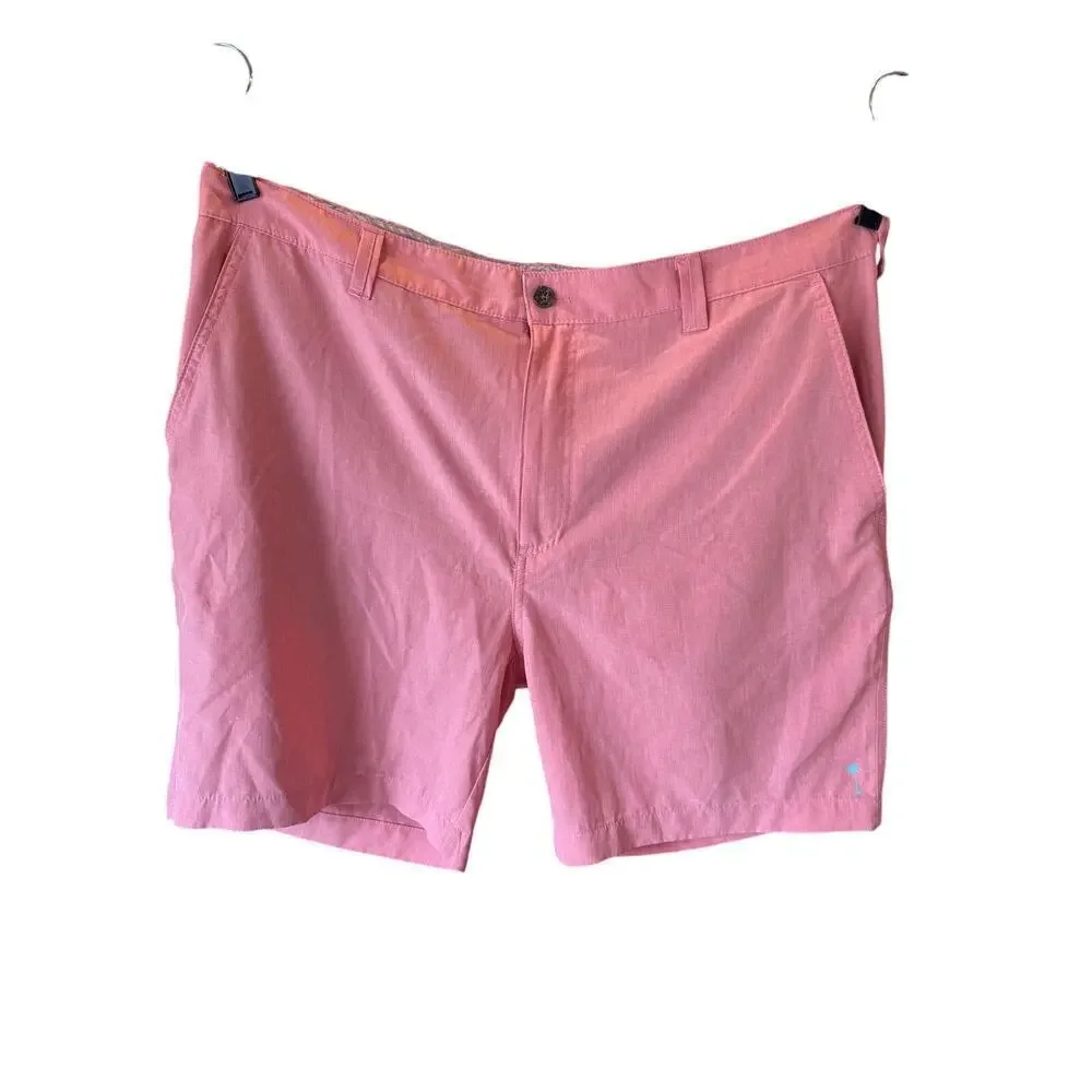 Margaritaville Men’s Coral Pink Casual Chino Flat Front  Shorts Size 40